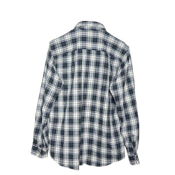 A.P.C. Cotton Linen Plaid Shirt Navy Green Cream Small - Picture 2 of 8